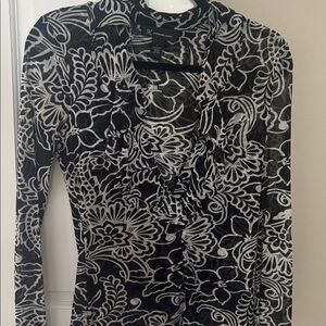 INC International Concepts Monochrome Floral Blouse